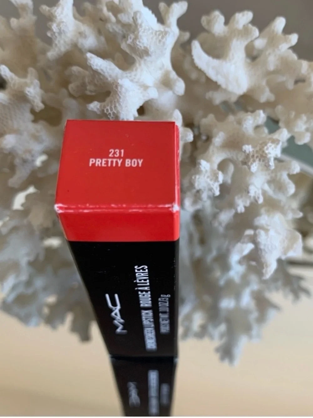 MAC Cremesheen Lipstick Pretty Boy 231 Red Coral Classic Discontinued Shade NIB